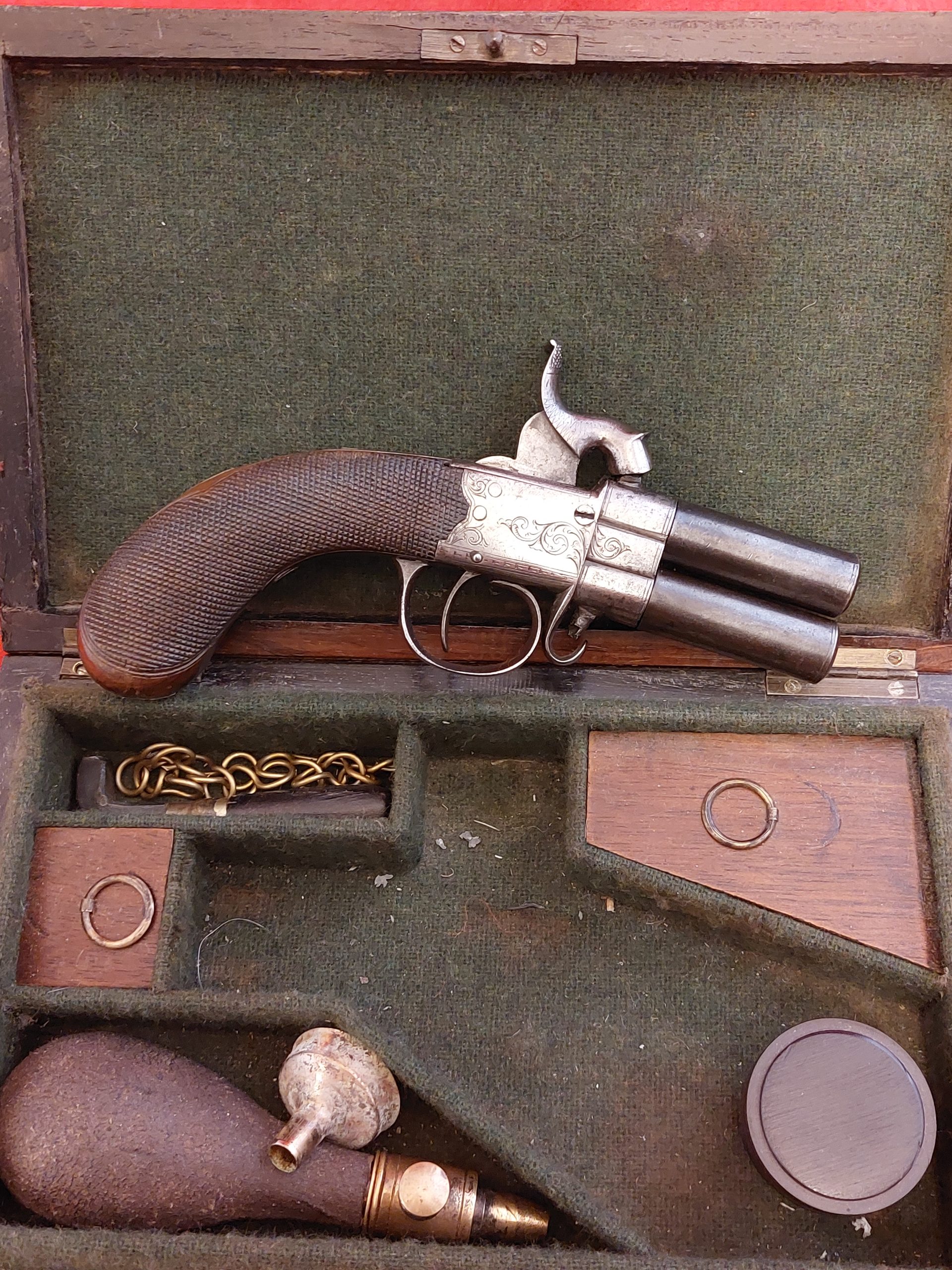 Cased Percussion Turnover Pocket Pistol Circa. 1835